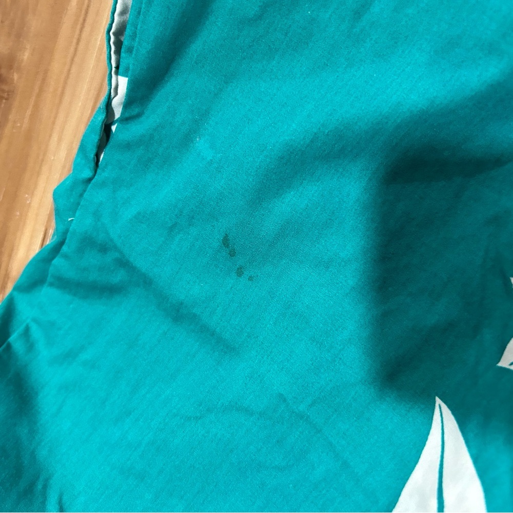 Vintage Hawaii Made Tropical Causal Dress Size Large Teal and White - Picture 5 of 7